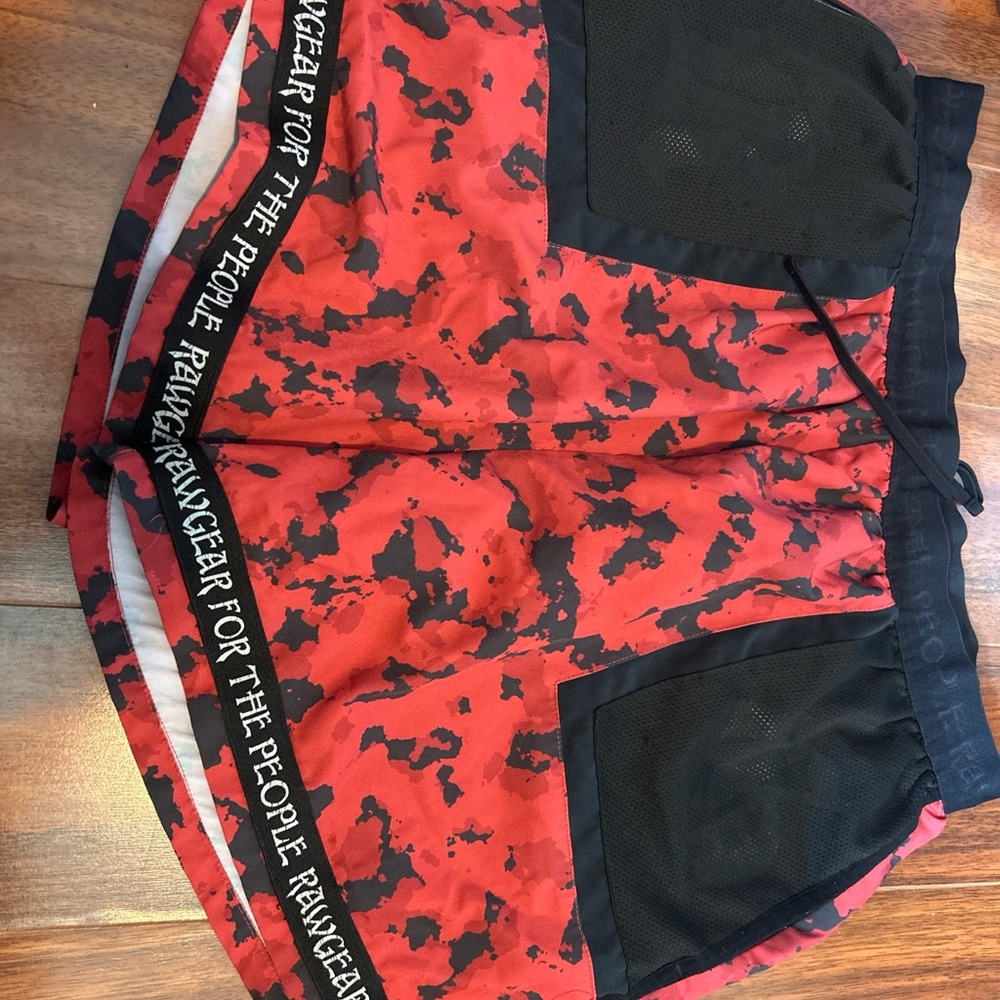 Red and Black Graphic Shorts